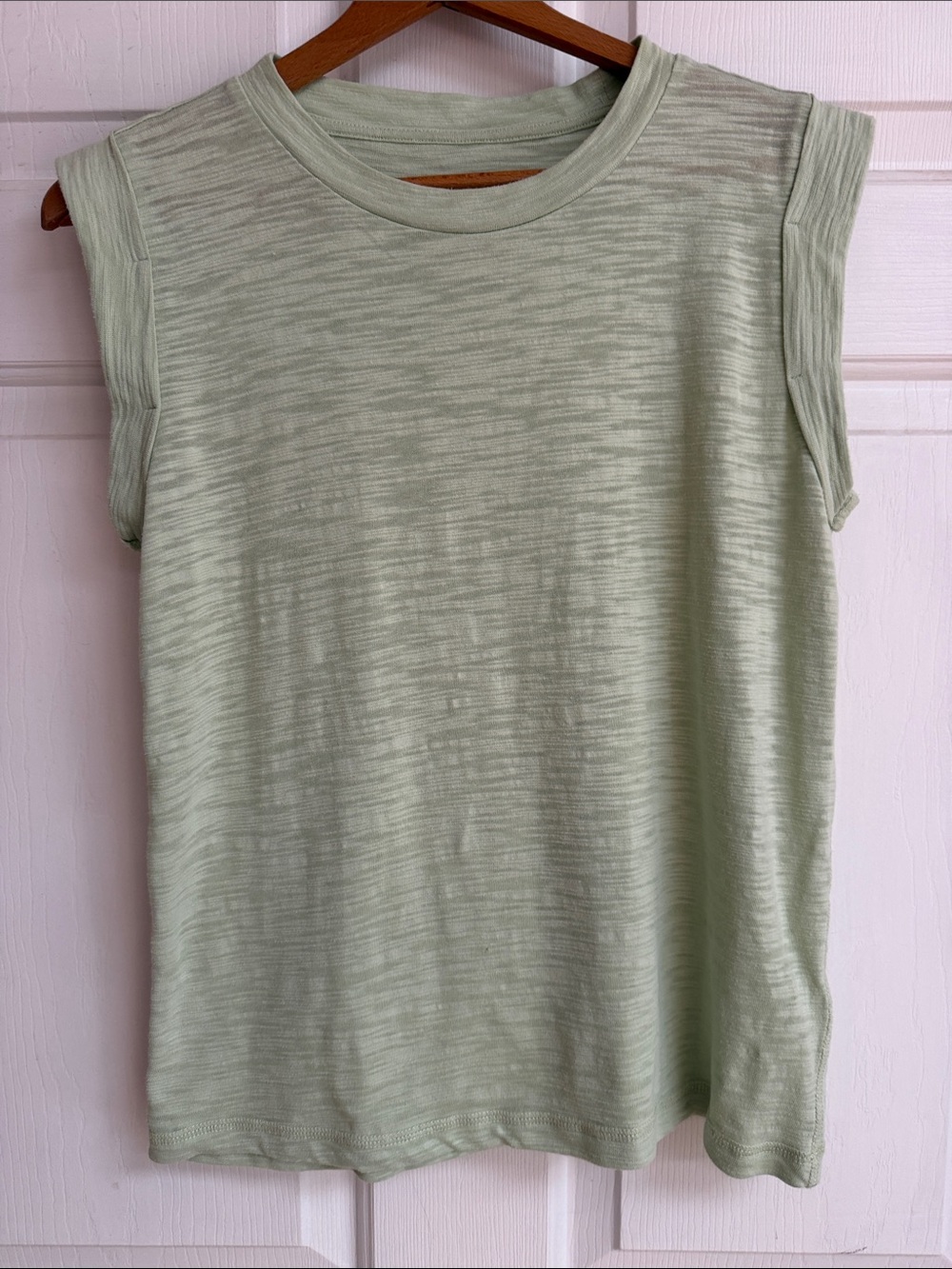 Sleeveless Crewneck Tank Top in Light Sage Green